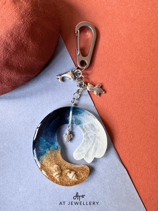 Wave Bag Cham Wave Keychain Ocean Gift Resin | AT Jewellery